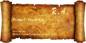 Rumpf Avarka névjegykártya